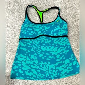 Nike Tankini Bikini Top Swim Pool Beach Medium Green Blue